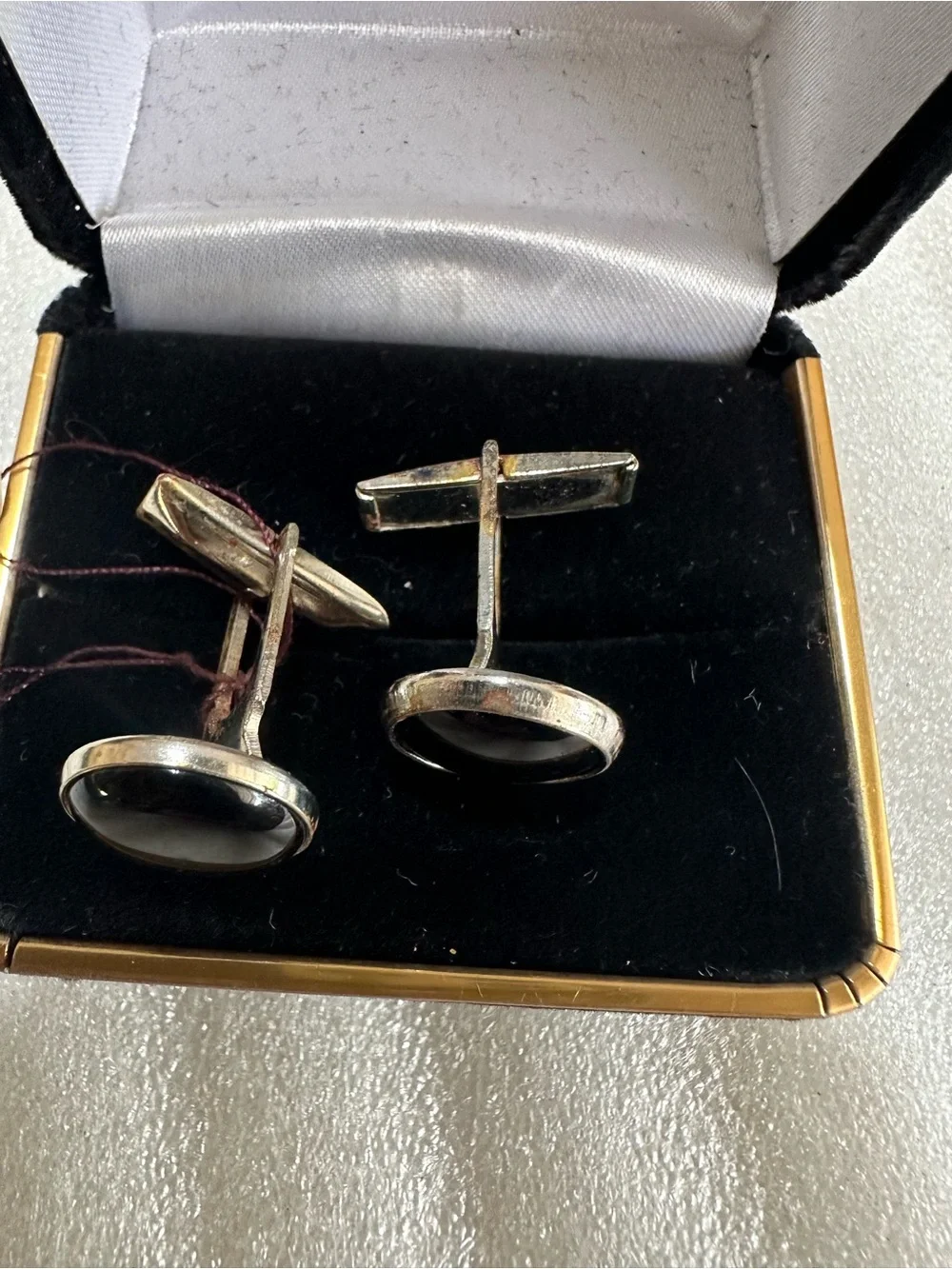 Men's Vintage Black Onyx Silver Cufflinks